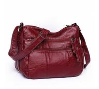 Women's Red Leather Bag With Large Capacity And Multiple Pockets Purse Straps for Handbags (Red, One Size)