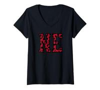 Womens Red Nebraska NE V-Neck T-Shirt