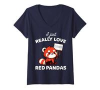 Womens Red Panda I Just Really Love Cute V-Neck T-Shirt