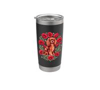 Womens Red Poppies Ruby Cavalier King Charles Spaniel Lover Stainless Steel Insulated Tumbler