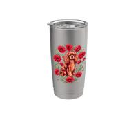 Womens Red Poppies Ruby Cavalier King Charles Spaniel Lover Stainless Steel Insulated Tumbler