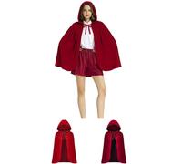 Women's Red Riding Hood Cape Costume Set Party Dress Velvet Red Cape with Hood and Lace Trim Cute Playful Fashionable for Halloween Carnival Cosplay Adults Women Girls Children Party
