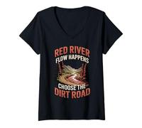Women's Red River Flow Happens Choose The Dirt Road Hiker Hiking V-Neck T-Shirt