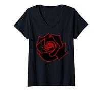 Women's Red Roses Rosas True Love Retro Aesthetic Vintage Boho Art V-Neck T-Shirt
