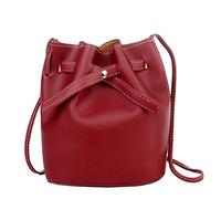 Women's Red Small Classic PU Leather Bucket Bag with Adjustable Shoulder Strap - Elegant Ladies Crossbody Bag & Mini Hobo Handbag - Chic Messenger Bag for Dating, Travel & Gifts