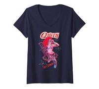 Women's Red Sonja Ben Caldwell Comic Synthwave Queen Starlet Glitch V-Neck T-Shirt