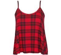 Womens Red Tartan Check Printed Ladies Strappy Swing Flared Camisole Sleeveless Vest Top Size 20 - 22