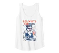 Womens Red White Blue Heavy on The Blue 4th July Liberal Feminist Tank Top