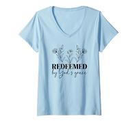 Women's Redeemed By God's Grace V-Neck T-Shirt