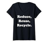 Womens Reduce Reuse Recycle Environmental Awareness V-Neck T-Shirt