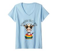 Womens Redwood Falls MN USA Funny Cow Cartoon Design V-Neck T-Shirt