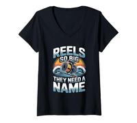 Womens Reels So Big They Need A Name Summer Saltwater Fishing V-Neck T-Shirt