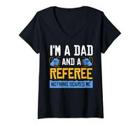 Women's Referee Ref Gift Whistle Dad Soccer V-Neck T-Shirt