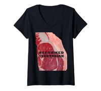 Womens Reformed Vegetarian | Red Meat Photo V-Neck T-Shirt