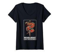 Womens Refuse Resist - Fight for The Right (Snake Graphic) V-Neck T-Shirt