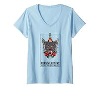 Womens Refuse Resist - Fight for The Right (Wolf Graphic) V-Neck T-Shirt