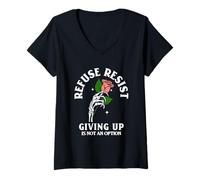 Women's Refuse Resist Giving Up is Not an Option Fighter Hope Quote V-Neck T-Shirt