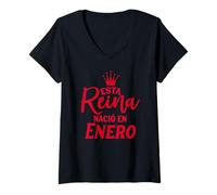 Womens Regalo para Mujer Cumpleaños Esta Reina Nació en Enero V-Neck T-Shirt
