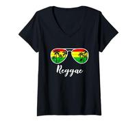 Women's Reggae Music Jamaica Rastafari Roots Jamaican Rasta V-Neck T-Shirt