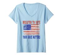 Womens Register to Vote - Your Voice Matters Voter Registration V-Neck T-Shirt