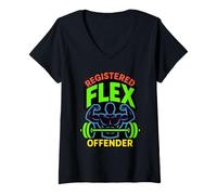 Women's Registered Flex Offender Workout Motivation Gym Design V-Neck T-Shirt