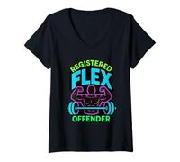 Women's Registered Flex Offender Workout Motivation Gym Design V-Neck T-Shirt