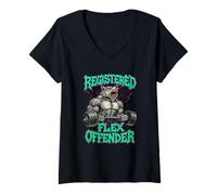 Women's Registered Flex Offender Workout Motivation Gym Design V-Neck T-Shirt