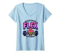Women's Registered Flex Offender Workout Motivation Gym Design V-Neck T-Shirt