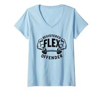 Women's Registered Flex Offender Workout Motivation Gym Design V-Neck T-Shirt