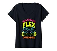 Women's Registered Flex Offender Workout Motivation Gym Design V-Neck T-Shirt