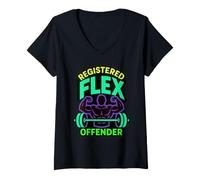 Women's Registered Flex Offender Workout Motivation Gym Design V-Neck T-Shirt