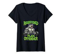 Women's Registered Flex Offender Workout Motivation Gym Design V-Neck T-Shirt