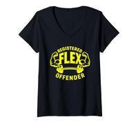 Women's Registered Flex Offender Workout Motivation Gym Design V-Neck T-Shirt