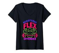 Women's Registered Flex Offender Workout Motivation Gym Design V-Neck T-Shirt