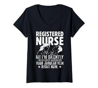 Women's Registered Nurse Silently Assessing Your Jugular Vein Design V-Neck T-Shirt