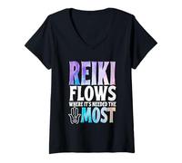Women's Reiki Flows Where It's Needed The Most Symbol V-Neck T-Shirt