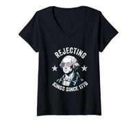 Womens Rejecting Kings Since 1776 Vintage American Democracy V-Neck T-Shirt