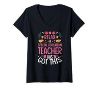Women's Relax A Special Education Teacher HAS GOT This V-Neck T-Shirt