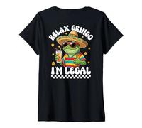 Women's Relax Gringo Im Legal Cinco De Mayo Backprint V-Neck T-Shirt