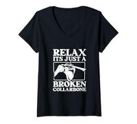 Womens Relax - It’s Just a Broken Collarbone V-Neck T-Shirt