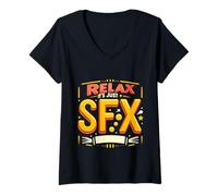 Womens Relax It's Just SFX Makeup Artist Work Movie Film - V-Neck T-Shirt
