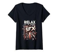 Womens Relax It's Just SFX Makeup Artist Work Movie Film |- V-Neck T-Shirt