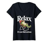 Women's Relax It's Not that Serious Frog V-Neck T-Shirt