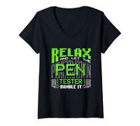 Women's Relax Let The Penetration Tester Cyber Security Handle It V-Neck T-Shirt