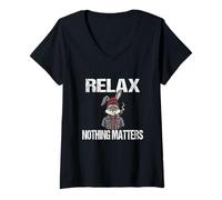 Women's Relax Nothing Matters - Dry Rabbit Humour V-Neck T-Shirt