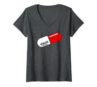 Womens Relax Pill | Chill Time | Psychologist Humor, Psychology V-Neck T-Shirt