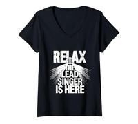 Womens Relax The Lead Singer is Here Band Frontman Vocalist - V-Neck T-Shirt