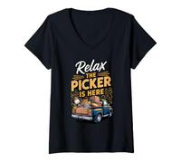 Women's Relax the Picker is Here Antiques Flea Market Vintage V-Neck T-Shirt