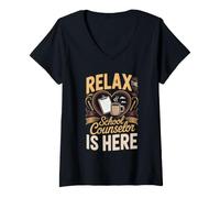 Women's Relax the School Counselor is Here Psychologist V-Neck T-Shirt