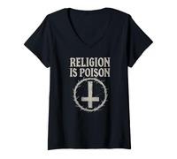 Women's Religion Atheism Occult Religion is Poison V-Neck T-Shirt